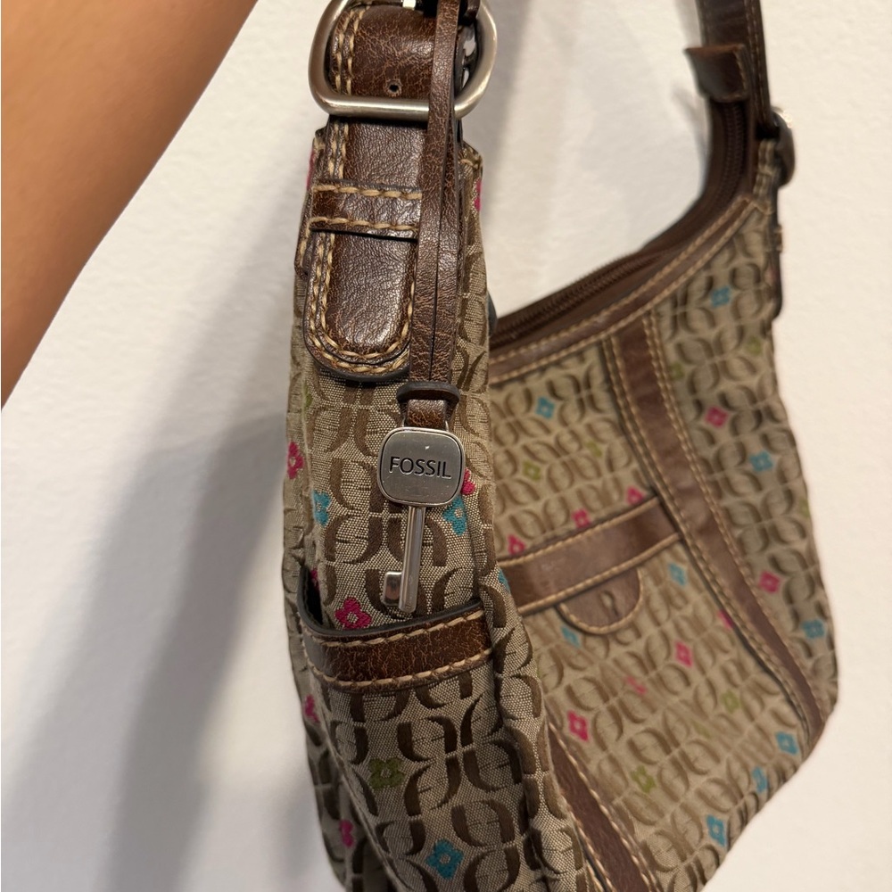 Fossil Brown And Multicolor Patterned Shoulder Bag - image 2